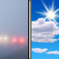 Tuesday: Widespread Fog then Mostly Sunny